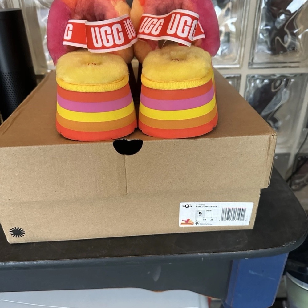 UGG Multicolor Rainbow Fluff Platform Sandals - image 4